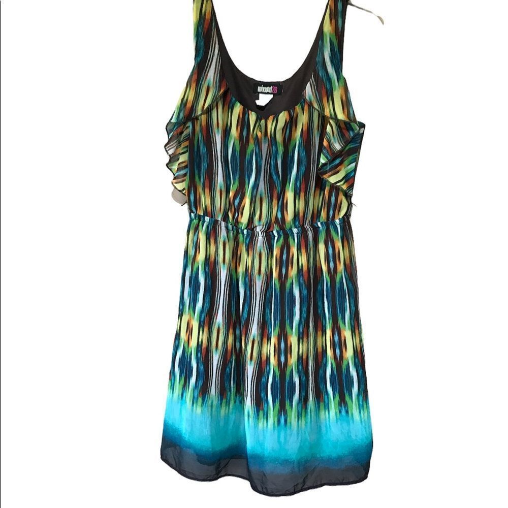 Mixxed 26 rainbow colored ombré ruffle dress size medium